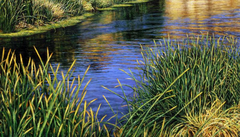 Hot Creek 8 x 14 inches, oil on board, 1998