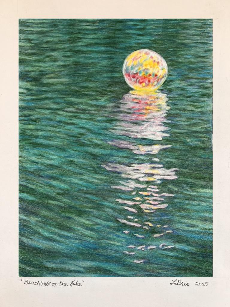 Beach Ball on the Lake colored pencil, 2025