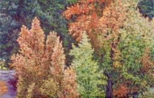 Autumn in Oakland II 2 x 3 inches, oil on board, 2003