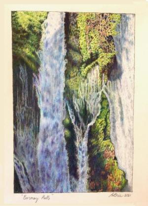 Burney Falls  colored pencil, 2021