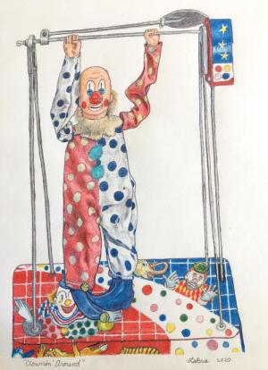 Clown  colored pencil, 2020