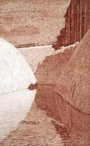 Lake Powell Canyon  24 x 15 inches, etching, 1982