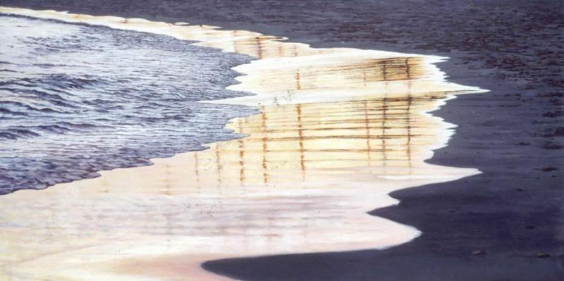 Sunset Cannes 25  x 50 inches, acrylic, 1990                          